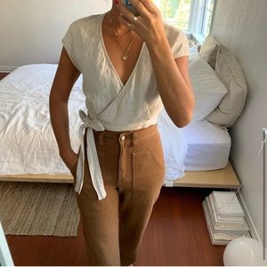 Aritzia Linen Wrap Top in XS